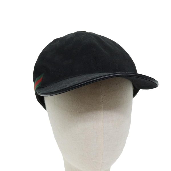 GUCCI GG Canvas Web Sherry Line Cap XL Black Red Green 80948 Cheap