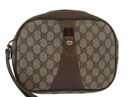 GUCCI GG Supreme Web Sherry Line Clutch Bag PVC Beige Red 89 01 034 th5079 Online Hot Sale