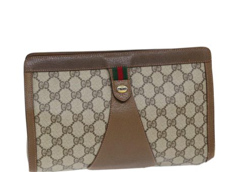 GUCCI GG Supreme Web Sherry Line Clutch Bag PVC Beige Red 89 01 033 yk12536 Discount