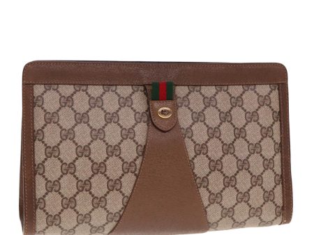 GUCCI GG Supreme Web Sherry Line Clutch Bag PVC Beige Red 89 01 033 77681 For Sale