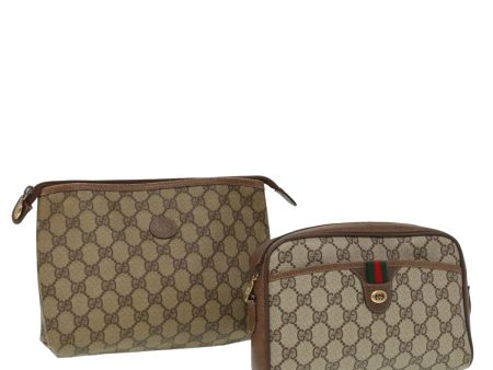 GUCCI GG Supreme Web Sherry Line Clutch Bag 2Set Beige Red Green bs14077 For Cheap