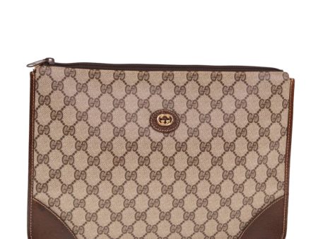 GUCCI GG Supreme Clutch Bag PVC Beige 40 01 029 77682 Online Hot Sale