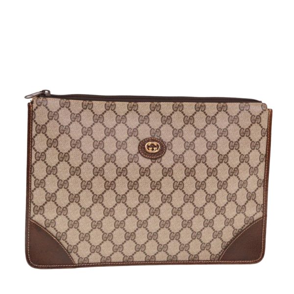 GUCCI GG Supreme Clutch Bag PVC Beige 40 01 029 77682 Online Hot Sale