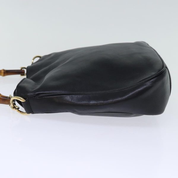 GUCCI Bamboo Hand Bag Leather Black 001 2113 1638 ti1685 on Sale