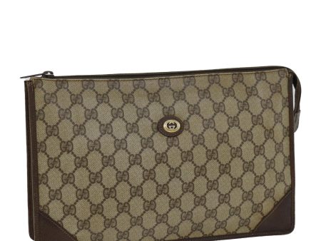 GUCCI GG Supreme Clutch Bag PVC Beige 97 01 029 79622 Cheap