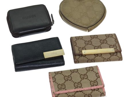 GUCCI GG Canvas Coin Purse Key Case Leather 5Set Beige Black bs15086 Online