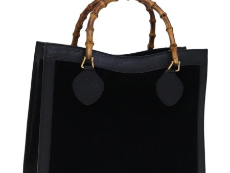 GUCCI Bamboo Hand Bag Suede Leather Black 002 123 0260 am6224 Cheap