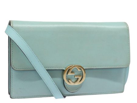 GUCCI Shoulder Wallet Leather Light Blue 369664 mr248 Online Hot Sale