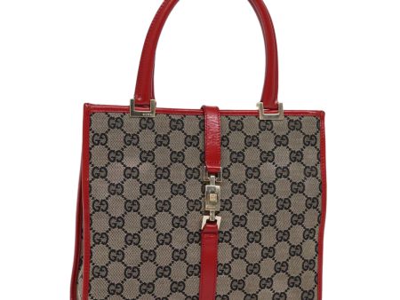 GUCCI GG Canvas Jackie Hand Bag Red Beige 002 1065 3444 77824 For Sale