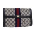 GUCCI GG Supreme Sherry Line Clutch Bag PVC Navy Red 010 378 bs15615 Sale