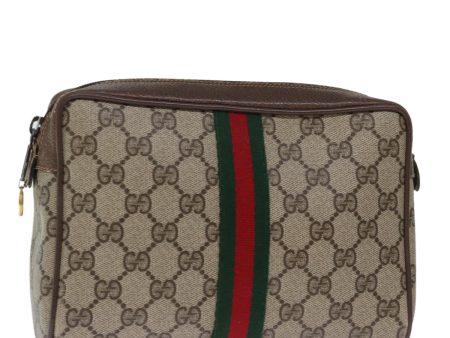 GUCCI GG Supreme Web Sherry Line Clutch Bag PVC Beige Red 75 01 012 bs14245 Online Hot Sale