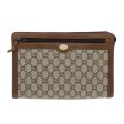 GUCCI GG Plus Supreme Clutch Bag PVC Leather Beige Gold bs19119 Sale