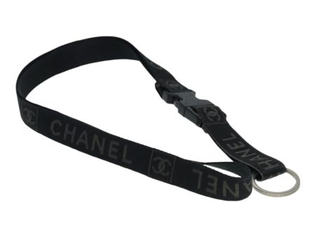 CHANEL Neck Strap Nylon Black Silver CC  87128 Hot on Sale