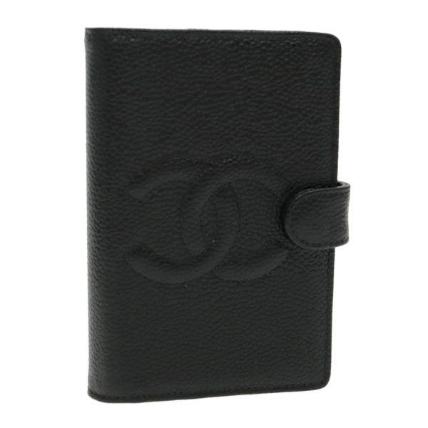 CHANEL Day Planner Cover Caviar Skin Black Gold CC  ac3294 Sale