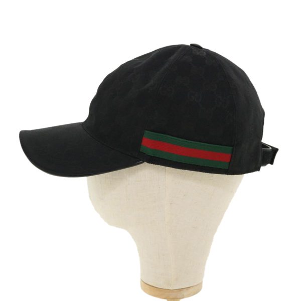 GUCCI Web Sherry Line GG Canvas Cap Black Green Red am3454 Online Sale