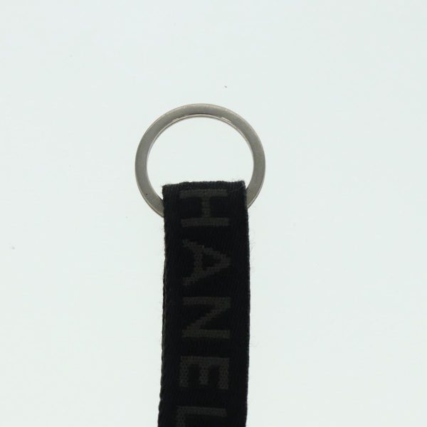 CHANEL Neck Strap Nylon Black Silver CC  87128 Hot on Sale