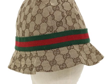 GUCCI Web Sherry Line GG Canvas Hat Beige Green Red yk4943 on Sale