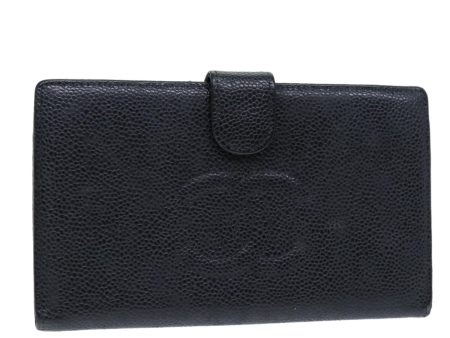 CHANEL COCO Mark Wallet Caviar Skin Black CC  bs14452 For Cheap