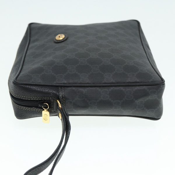 GUCCI GG Supreme Clutch Bag PVC Black Gold 156 01 053 88718 on Sale