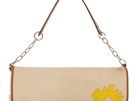 BURBERRY Chain Shoulder Bag Canvas WhiteNew ti1110 Cheap