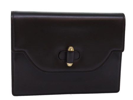 GUCCI Clutch Bag Leather Brown 74596 Discount