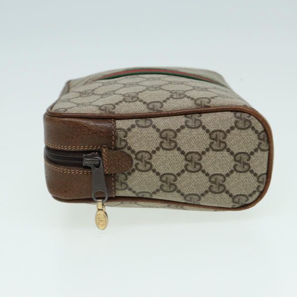 GUCCI GG Canvas Web Sherry Line Clutch Bag PVC Leather Beige Green th5130 Online Hot Sale