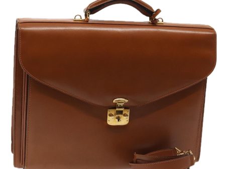 GUCCI Ready Lock Briefcase Leather 2way Brown Gold am6802 Fashion