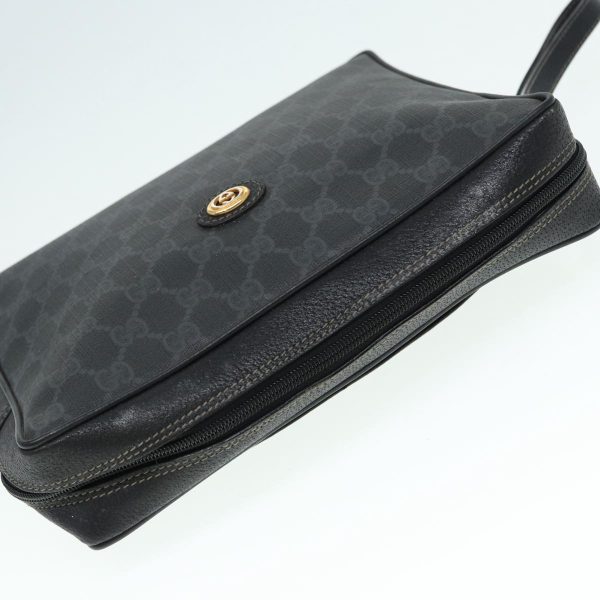 GUCCI GG Supreme Clutch Bag PVC Black Gold 156 01 053 88718 on Sale