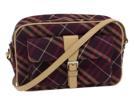 BURBERRY Nova Check Blue Label Shoulder Bag Canvas Leather Wine RedNew yk4256 Online