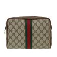 GUCCI GG Canvas Web Sherry Line Clutch Bag PVC Leather Beige Green th5130 Online Hot Sale