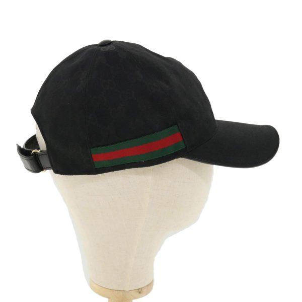 GUCCI Web Sherry Line GG Canvas Cap Black Green Red am3454 Online Sale