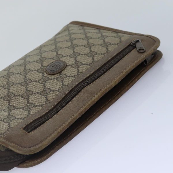 GUCCI GG Supreme Clutch Bag PVC Leather Beige 111 01 037 fm3789 Hot on Sale