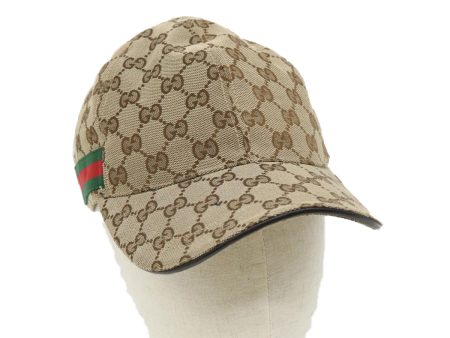 GUCCI Web Sherry Line GG Canvas Cap Beige Red Green 200035539517 am3157 For Sale