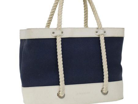 BURBERRY Hand Bag Canvas White NavyNew cl365 Supply