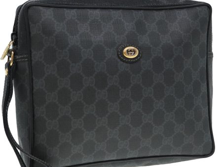 GUCCI GG Supreme Clutch Bag PVC Black Gold 156 01 053 88718 on Sale