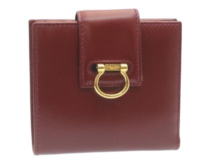 CELINE Bifold Wallet Leather Red 28019 Supply