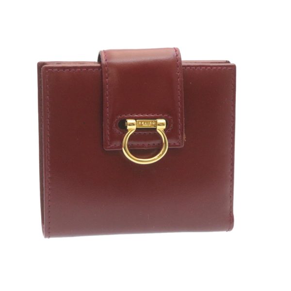 CELINE Bifold Wallet Leather Red 28019 Supply