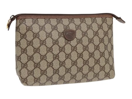 GUCCI GG Supreme Clutch Bag PVC Beige Gold 007 115 85841 For Cheap