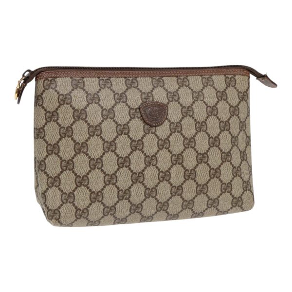 GUCCI GG Supreme Clutch Bag PVC Beige Gold 007 115 85841 For Cheap