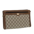 GUCCI GG Plus Supreme Clutch Bag PVC Leather Beige Gold bs19119 Sale