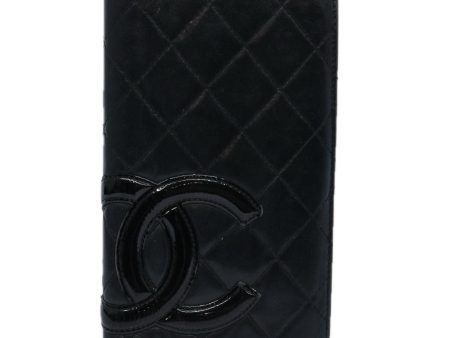 CHANEL Cambon Line Long Wallet Leather Black CC  bs10747 Online