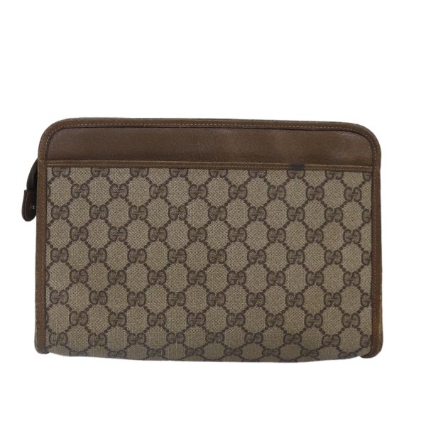 GUCCI GG Supreme Clutch Bag PVC Leather Beige 111 01 037 fm3789 Hot on Sale