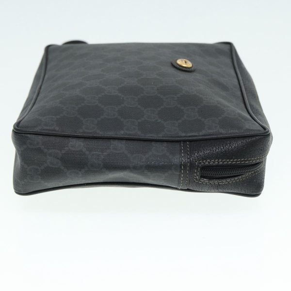 GUCCI GG Supreme Clutch Bag PVC Black Gold 156 01 053 88718 on Sale