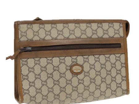 GUCCI GG Plus Supreme Clutch Bag PVC Leather Beige Gold ep6048 Hot on Sale