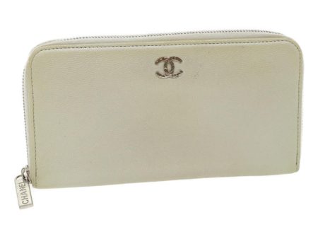 CHANEL Caviar Skin Long Wallet Leather Silver CC  am2797g Fashion