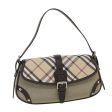 BURBERRY Nova Check Shoulder Bag Canvas Gray Dark Brown beigeNew am3602 Sale