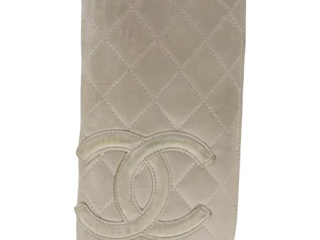 CHANEL Cambon Line Long Wallet Leather Beige Silver CC  bs18722 on Sale