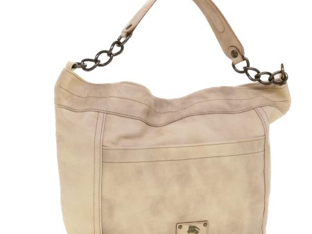 BURBERRY Chain Shoulder Bag Leather BeigeNew yk7109 Fashion