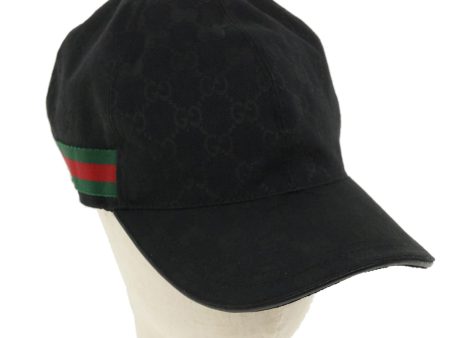 GUCCI Web Sherry Line GG Canvas Cap Black Green Red am3454 Online Sale