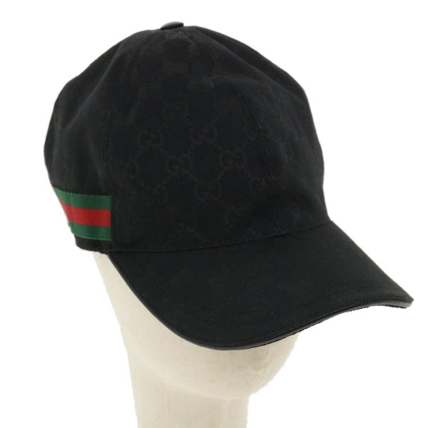 GUCCI Web Sherry Line GG Canvas Cap Black Green Red am3454 Online Sale